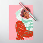 Un-Confine, Free Spirit Colorful People, Plaid Check Pattern Black Woman Afro, Tartar Fashion Eclectic Bohemian, Hep Chic Illustration Painting Wrapping Paper Gallery Image 1