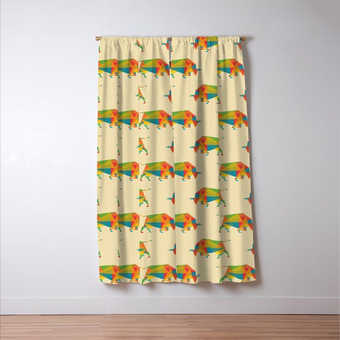 Fractal Geometric Bull Window Curtain Gallery Image 3