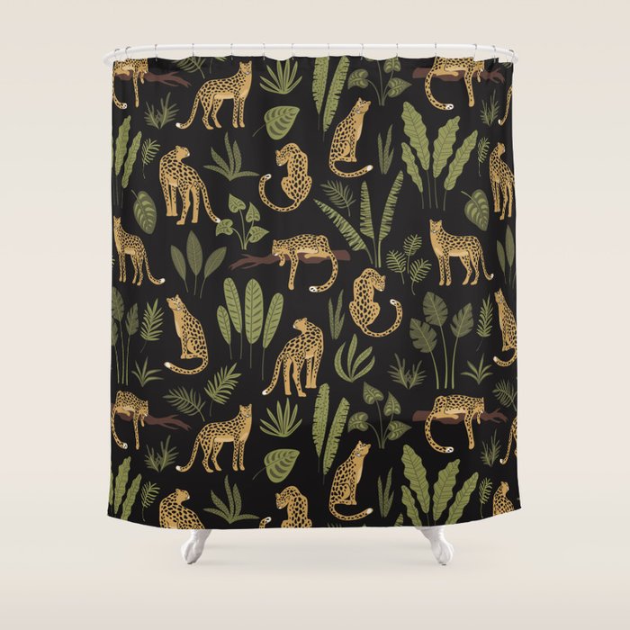 Jungle Night Cheetah Prints Shower Curtain Gallery Image 1