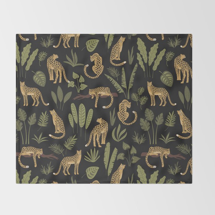 Jungle Night Cheetah Prints Throw Blanket Gallery Image 2