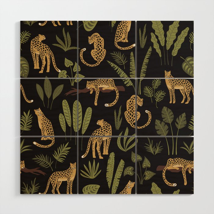 Jungle Night Cheetah Prints Wood Wall Art Gallery Image 1