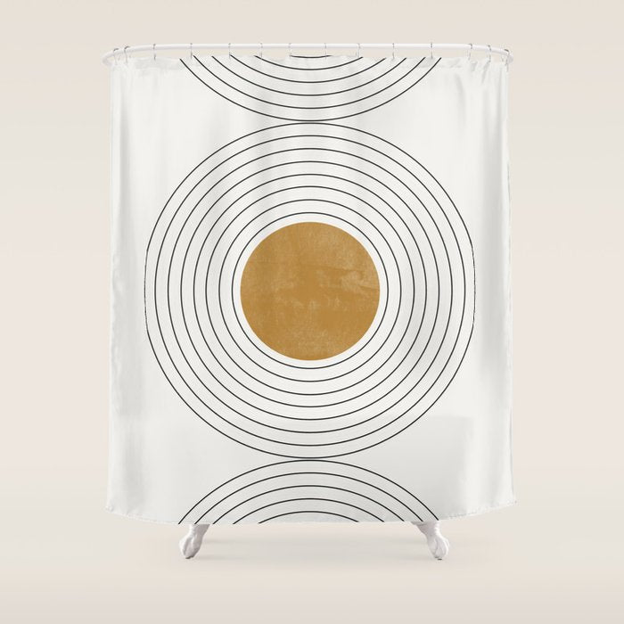 Sunshine Retro Circle Sun Shower Curtain Gallery Image 1