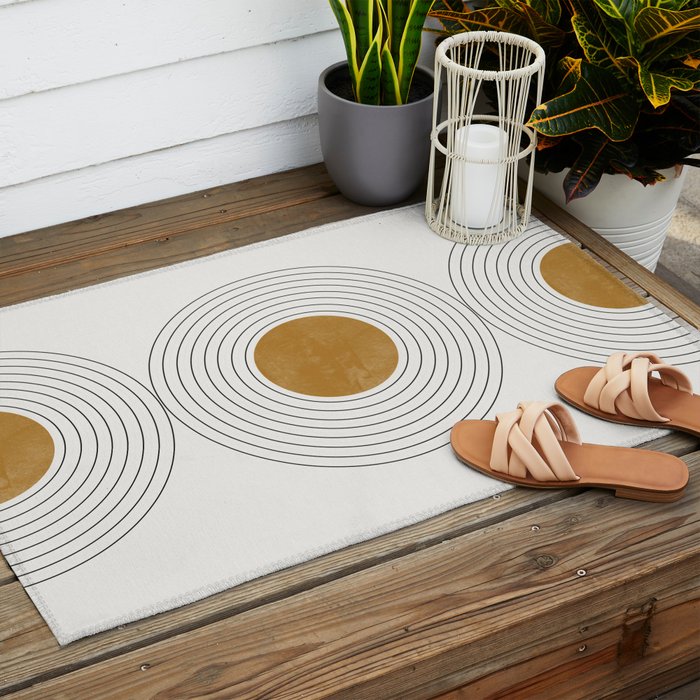 Sunshine Retro Circle Sun Outdoor Rug Gallery Image 2