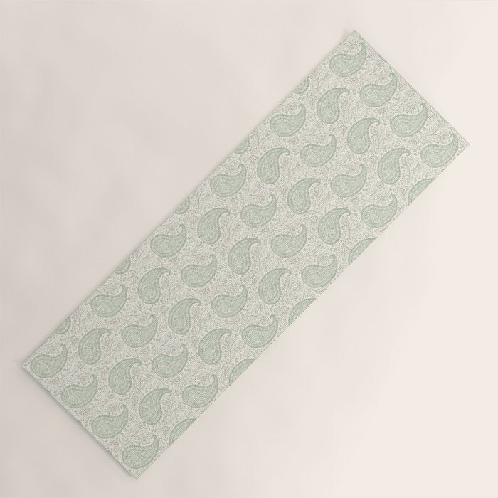 Block Print Paisley - sage and light taupe Yoga Mat Gallery Image 1