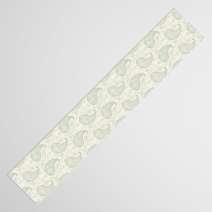Block Print Paisley - sage and light taupe Table Runner Gallery Image 3
