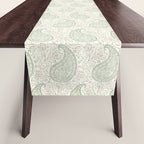 Block Print Paisley - sage and light taupe Table Runner Gallery Image 1