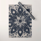 Mandala, Flower, Indigo Blue, Boho Art Wrapping Paper Gallery Image 1