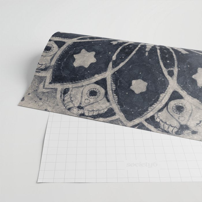 Mandala, Flower, Indigo Blue, Boho Art Wrapping Paper Gallery Image 2