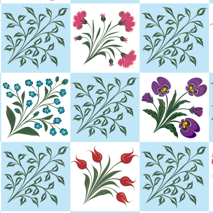 Turkish Ebru - Checkered Flowers Coffee Mug Gallery Image 2