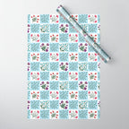 Turkish Ebru - Checkered Flowers Wrapping Paper Gallery Image 1