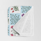Turkish Ebru - Checkered Flowers Throw Blanket Gallery Image 3