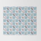 Turkish Ebru - Checkered Flowers Throw Blanket Gallery Image 2