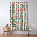 Retro Christmas Thermoses Red Pink and Green on White Window Curtain Gallery Image 5