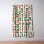 Retro Christmas Thermoses Red Pink and Green on White Window Curtain Gallery Image 3