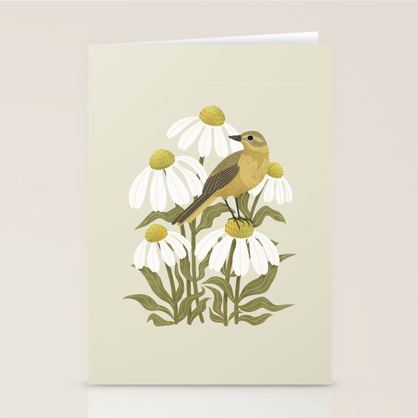 Yellow Wagtail on White Coneflowers  Stationery Card Gallery Image 1