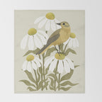 Yellow Wagtail on White Coneflowers  Throw Blanket Gallery Image 2