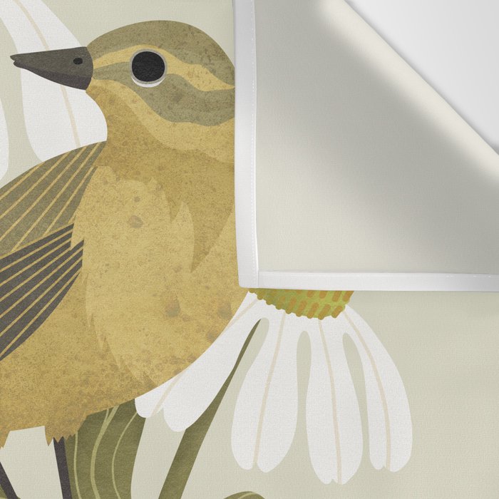 Yellow Wagtail on White Coneflowers  Wall Tapestry Gallery Image 3