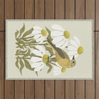 Yellow Wagtail on White Coneflowers  Outdoor Rug Gallery Image 1