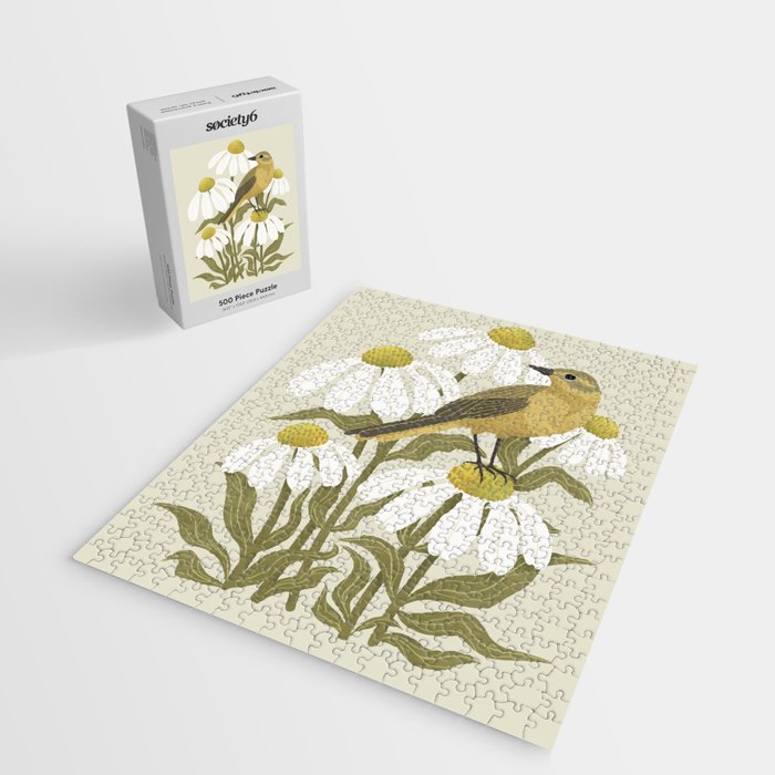 Yellow Wagtail on White Coneflowers  Jigsaw Puzzle Gallery Image 2