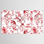 Chinoiserie Monkey Jungle Botanical Red Toile de Jouy Art Tablecloth Gallery Image 2