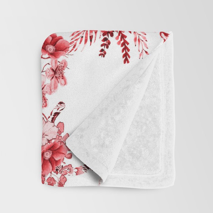 Chinoiserie Monkey Jungle Botanical Red Toile de Jouy Art Throw Blanket Gallery Image 3