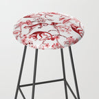 Chinoiserie Monkey Jungle Botanical Red Toile de Jouy Art Stool Gallery Image 2