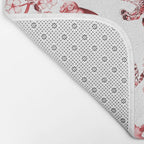 Chinoiserie Monkey Jungle Botanical Red Toile de Jouy Art Bath Mat Gallery Image 2