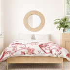 Chinoiserie Monkey Jungle Botanical Red Toile de Jouy Art Duvet Cover Gallery Image 3