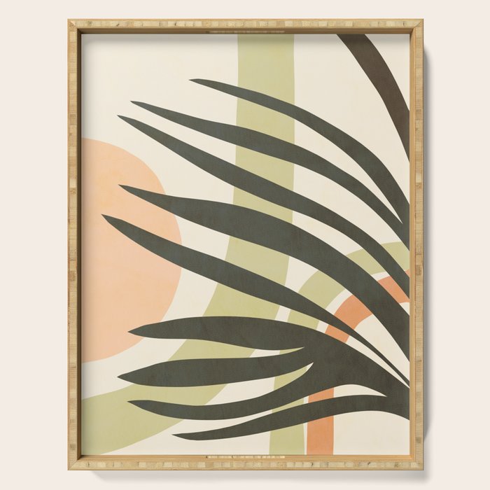 Palm leaf with sun and rainbow nº2 Serving Tray Gallery Image 1