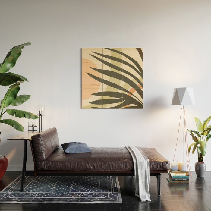Palm leaf with sun and rainbow nº2 Wood Wall Art Gallery Image 2