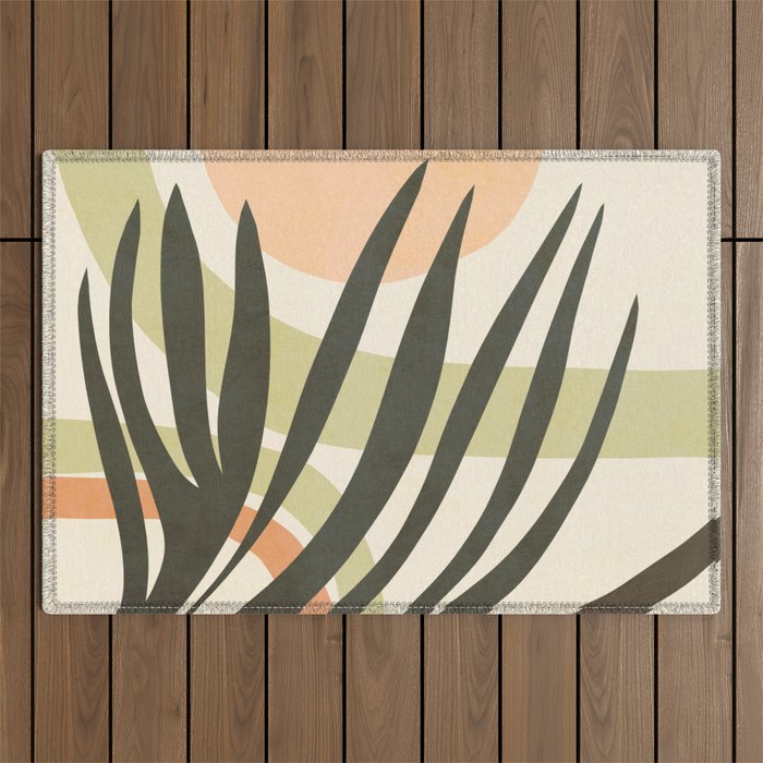 Palm leaf with sun and rainbow nº2 Outdoor Rug Gallery Image 1