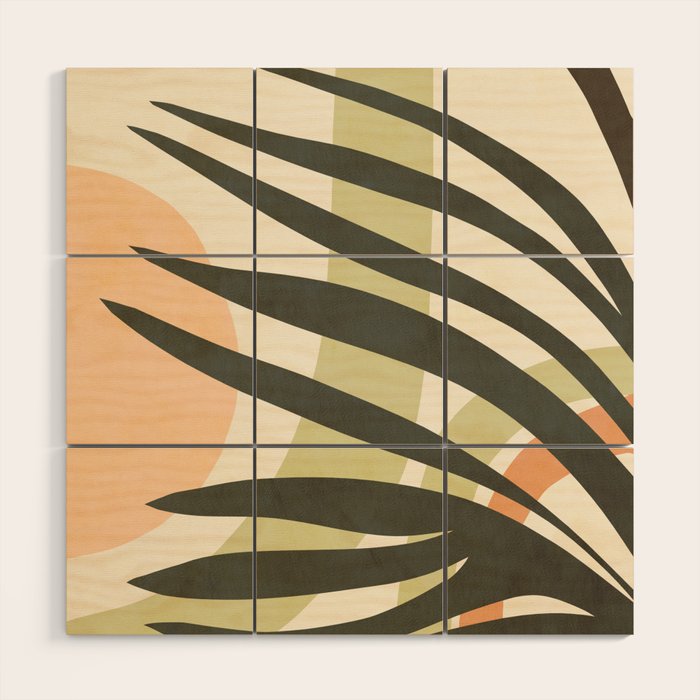 Palm leaf with sun and rainbow nº2 Wood Wall Art Gallery Image 1