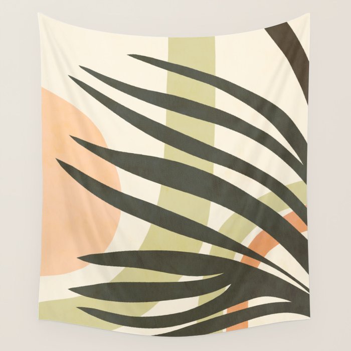Palm leaf with sun and rainbow nº2 Wall Tapestry Gallery Image 4