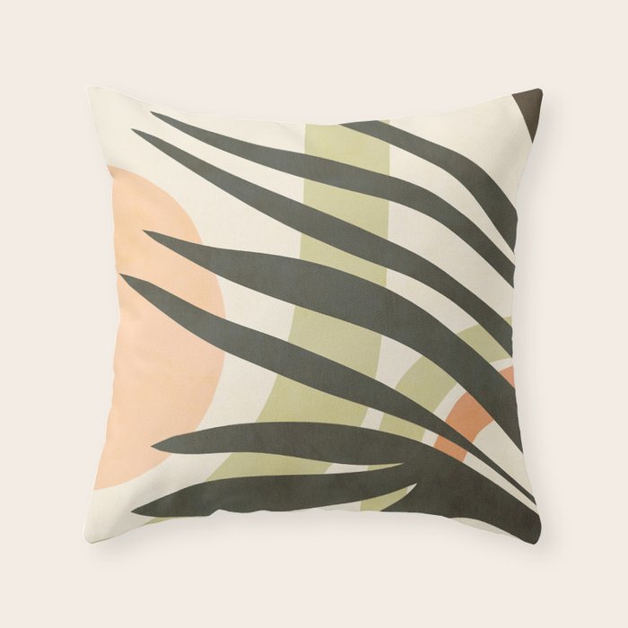 Palm leaf with sun and rainbow nº2 Throw Pillow Gallery Image 6