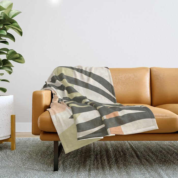 Palm leaf with sun and rainbow nº2 Throw Blanket Gallery Image 1