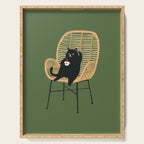 Lazy cat 2b Green enjoy coffee on rattan chair  Serving Tray Gallery Image 1
