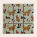 Christmas Puppies, Holiday Dog Print, Cute Puppy Pattern, Winter Pups Wood Wall Art Gallery Image 1