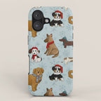 Christmas Puppies, Holiday Dog Print, Cute Puppy Pattern, Winter Pups iPhone Case Gallery Image 1