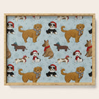 Christmas Puppies, Holiday Dog Print, Cute Puppy Pattern, Winter Pups Serving Tray Gallery Image 1