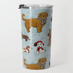 Christmas Puppies, Holiday Dog Print, Cute Puppy Pattern, Winter Pups Travel Mug Gallery Image 3