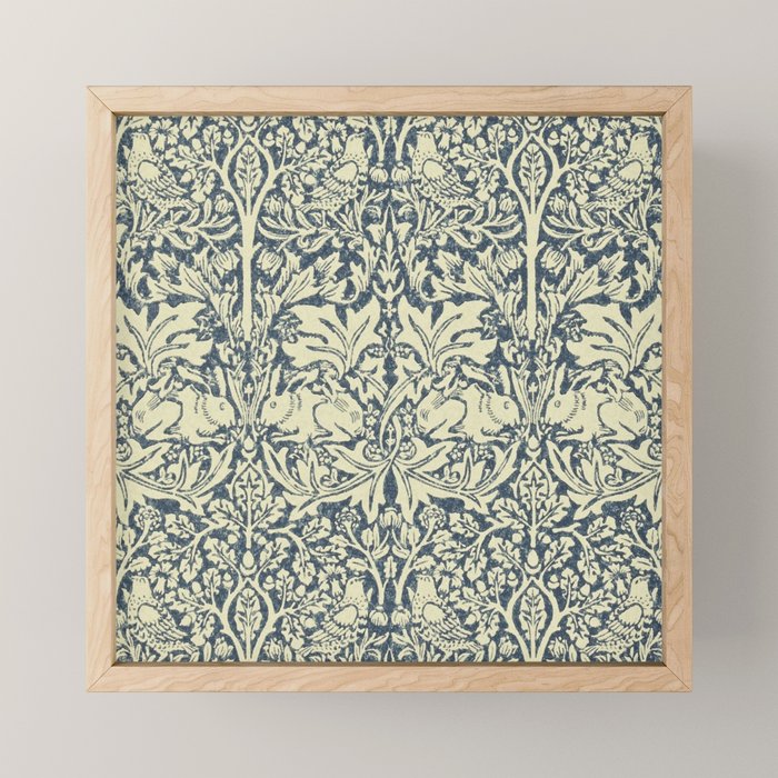 William Morris Brer Rabbit Indigo Blue Vintage Pattern Mini Art Print Gallery Image 1