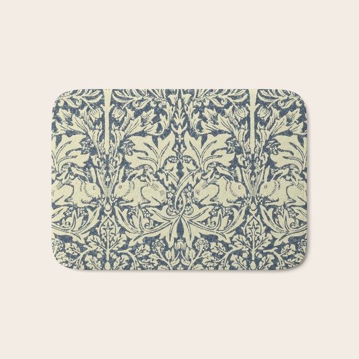 William Morris Brer Rabbit Indigo Blue Vintage Pattern Bath Mat Gallery Image 1
