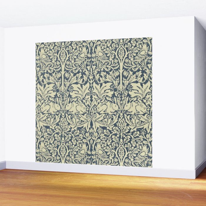 William Morris Brer Rabbit Indigo Blue Vintage Pattern Wall Mural Gallery Image 2