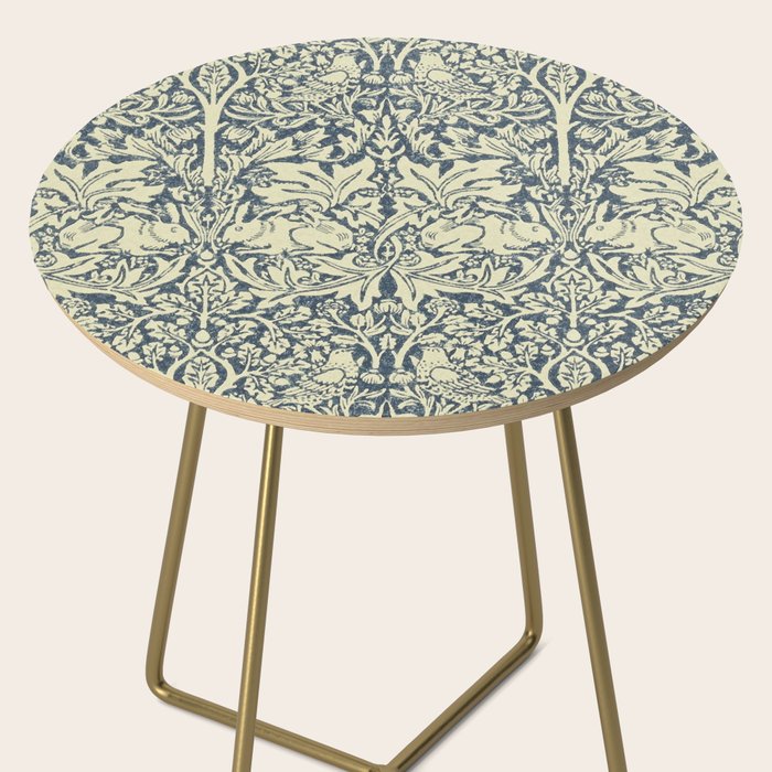 William Morris Brer Rabbit Indigo Blue Vintage Pattern Side Table Gallery Image 2
