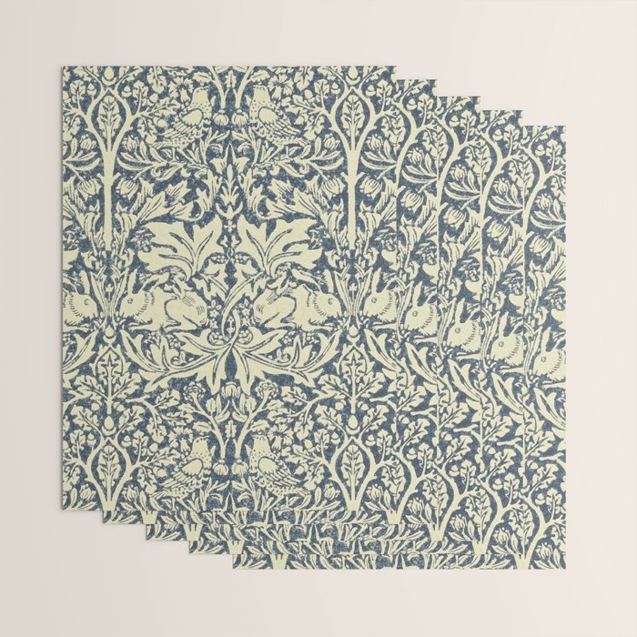 William Morris Brer Rabbit Indigo Blue Vintage Pattern Wrapping Paper Gallery Image 3