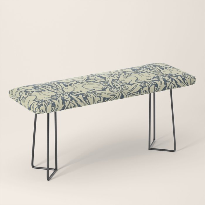 William Morris Brer Rabbit Indigo Blue Vintage Pattern Bench Gallery Image 1