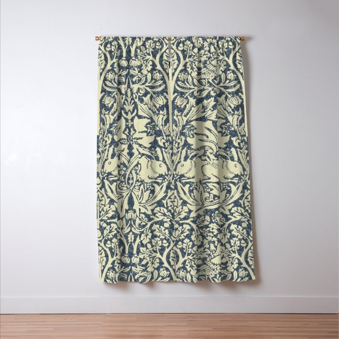 William Morris Brer Rabbit Indigo Blue Vintage Pattern Window Curtain Gallery Image 3