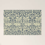 William Morris Brer Rabbit Indigo Blue Vintage Pattern Welcome Mat Gallery Image 1