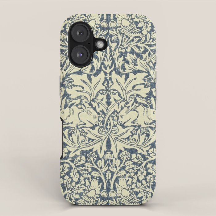 William Morris Brer Rabbit Indigo Blue Vintage Pattern iPhone Case Gallery Image 1