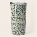 William Morris Brer Rabbit Indigo Blue Vintage Pattern Travel Mug Gallery Image 3